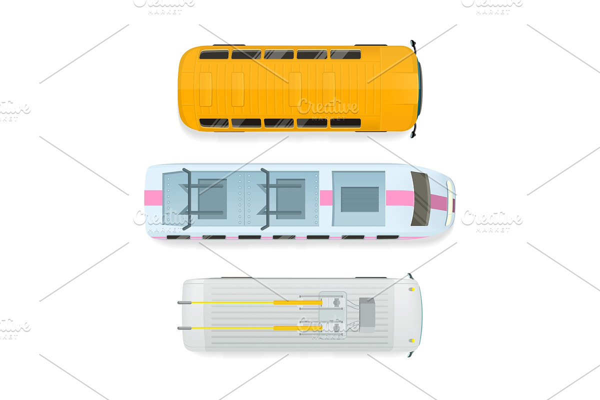 City Transport Top View Flat Vector in Illustrations - product preview 8