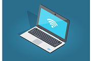 Open Laptop Wi-fi Connection Flat