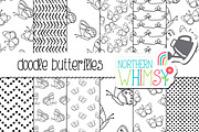 Black and White Doodle Butterflies