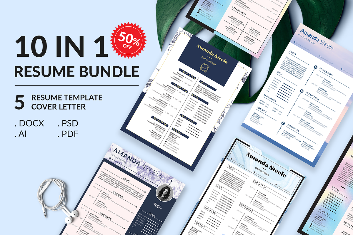 Simple Resume BUNDLE Template N in Resume Templates - product preview 8