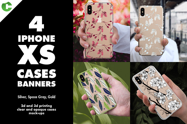 4 Phone XS Case Banners Mock-ups