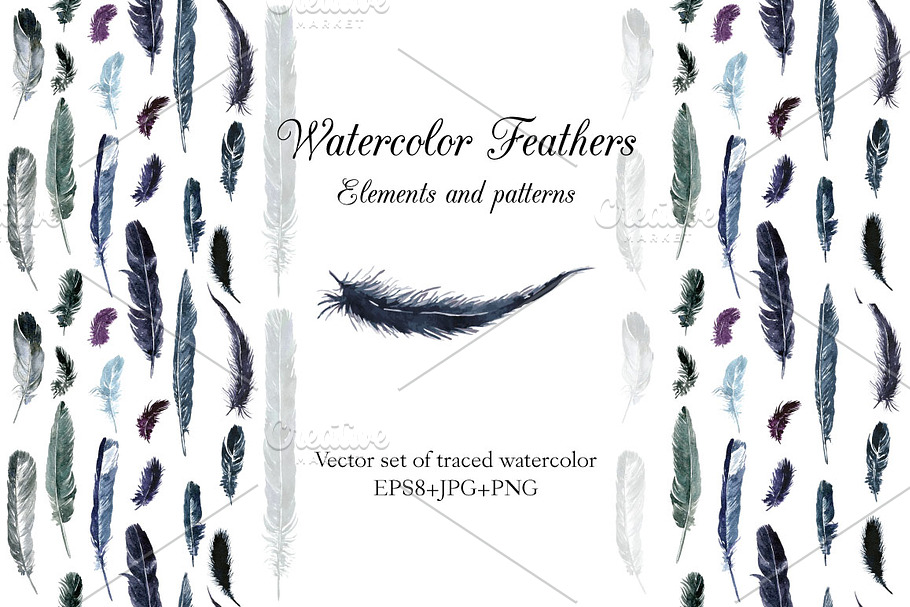 Watercolor Feathers in Objects - product preview 8