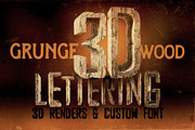 Grunge Wood - 3D Lettering + Font