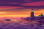Colorful lighthouse illustration
