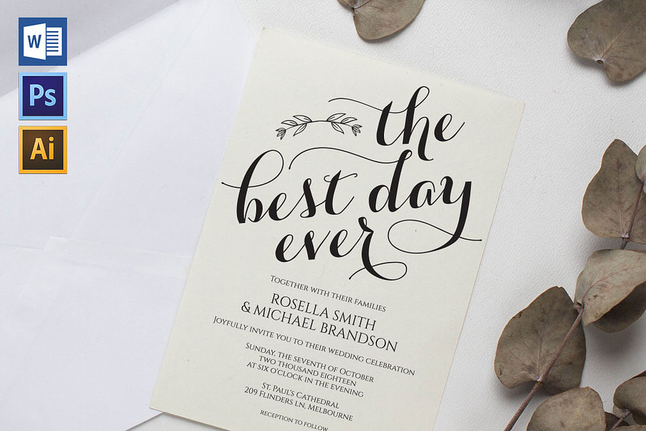 Invitation Template SHR444 in Wedding Templates - product preview 8