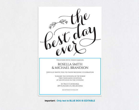 Invitation Template SHR444 in Wedding Templates - product preview 3