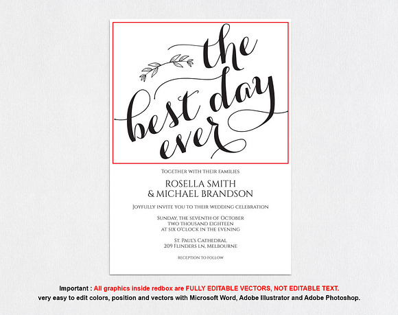Invitation Template SHR444 in Wedding Templates - product preview 4