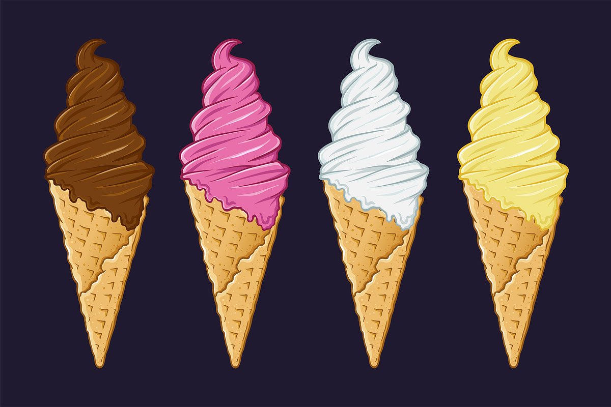 Ice Cream Cone With Various Flavor in Illustrations - product preview 8