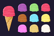 Various Flavor Ice Cream Scoops Col