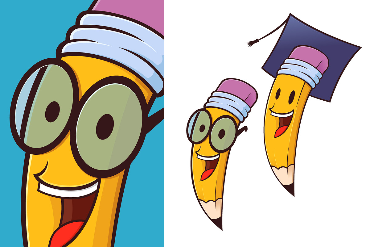 Smart Pencil Characters Cartoon in Illustrations - product preview 8