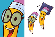 Smart Pencil Characters Cartoon
