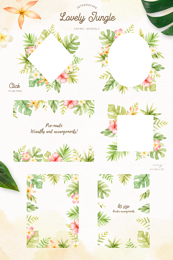 Lovely Jungle Safari Animals Clipart in Illustrations - product preview 3