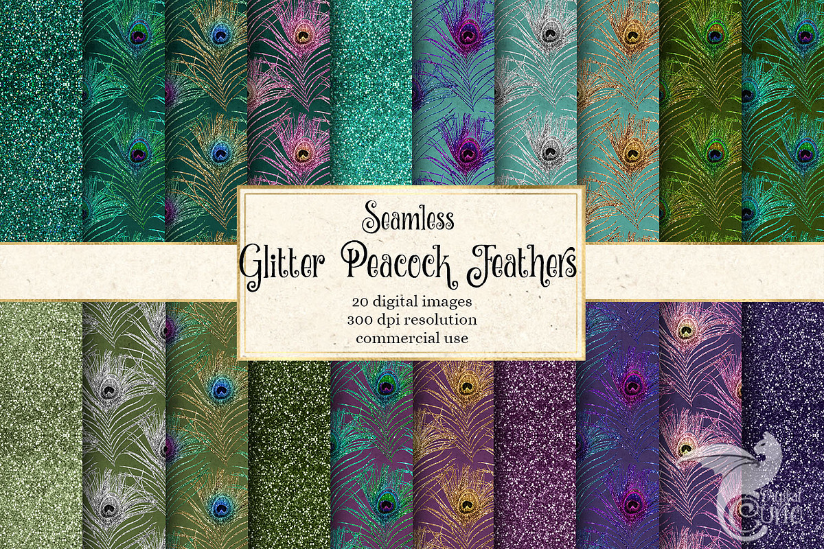 Glitter Peacock Feather Patterns in Patterns - product preview 8