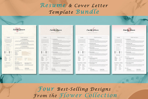 Resume CV Flower Bundle in Resume Templates - product preview 1