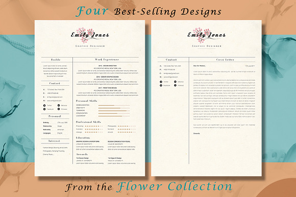Resume CV Flower Bundle in Resume Templates - product preview 3