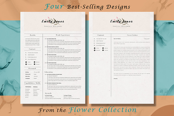 Resume CV Flower Bundle in Resume Templates - product preview 4