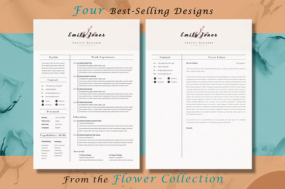 Resume CV Flower Bundle in Resume Templates - product preview 5