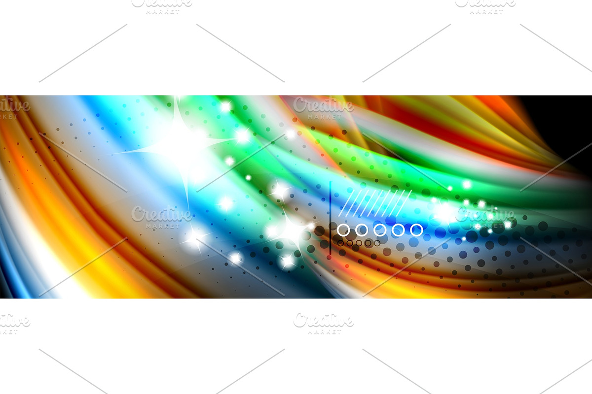 Rainbow color fluid wave lines flow in Illustrations - product preview 8