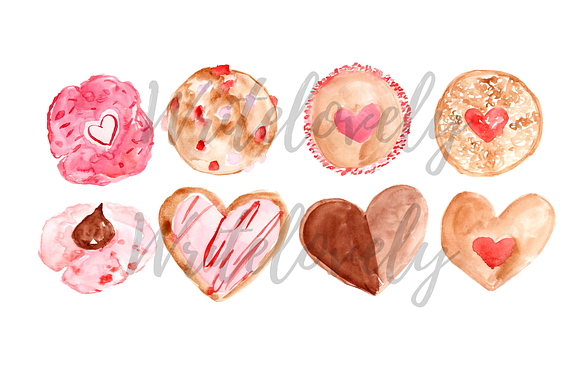 Watercolor Valentines day Clipart in Illustrations - product preview 1