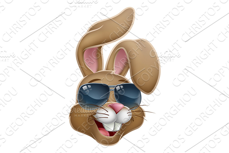 Cool Easter Bunny Rabbit in Shades in Illustrations - product preview 8