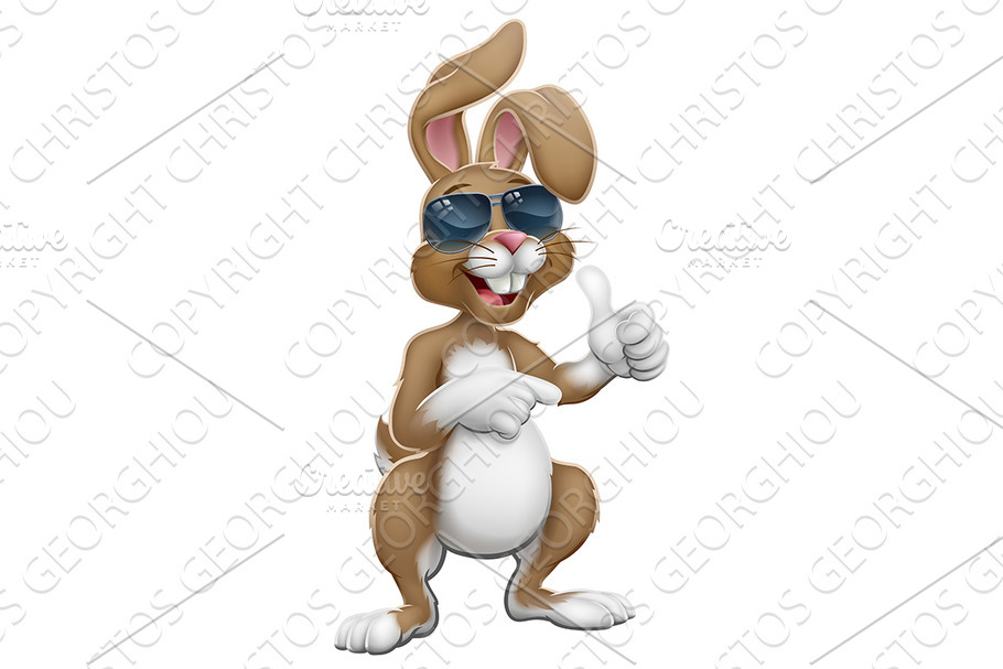 Easter Bunny Cool Rabbit Thumbs Up in Illustrations - product preview 8