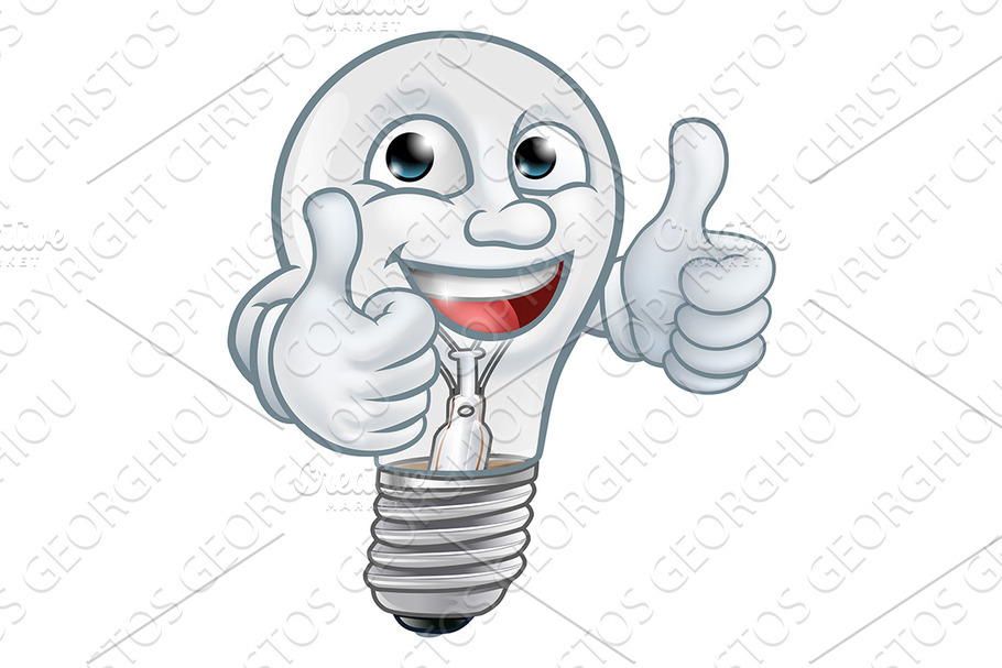 Light Bulb Cartoon Character in Illustrations - product preview 8