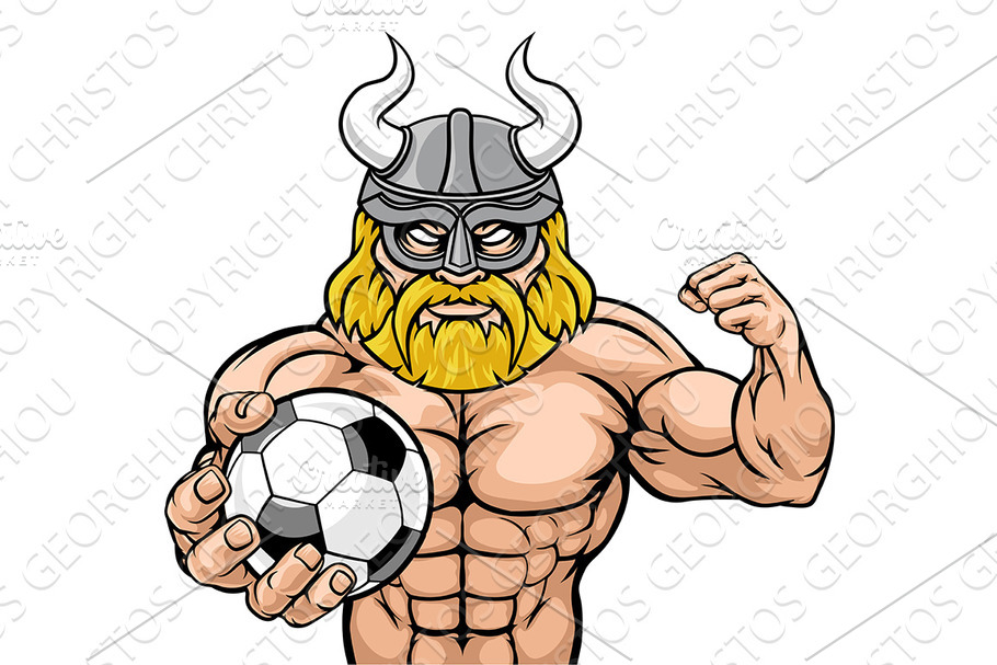 Viking Soccer Football Sports Mascot in Illustrations - product preview 8