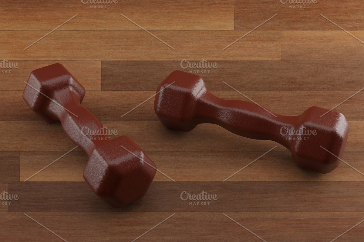 3d rendering dumbbell on the wooden in Illustrations - product preview 8
