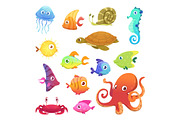 Underwater animals. Ocean sea
