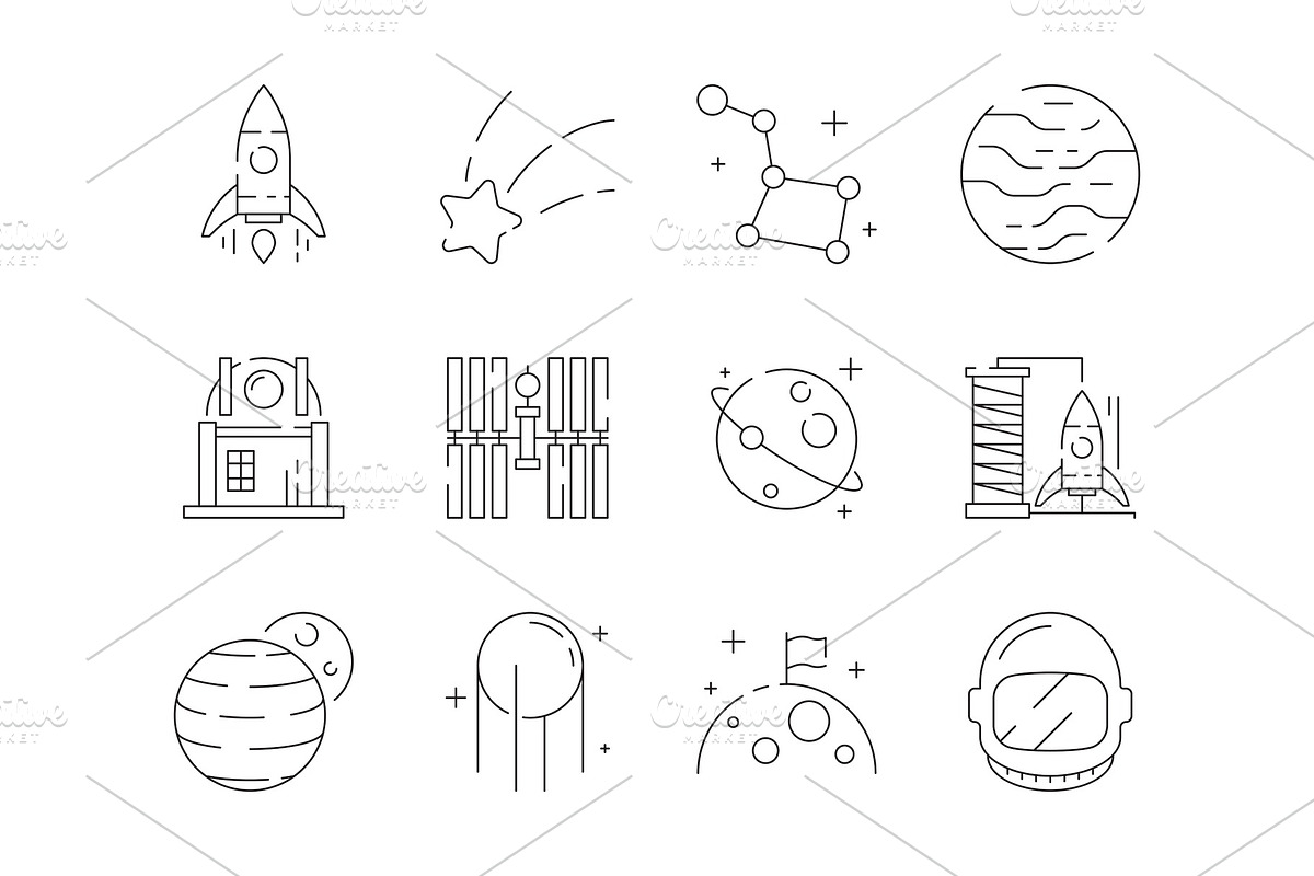 Space thin icon. Universe earth in Graphics - product preview 8