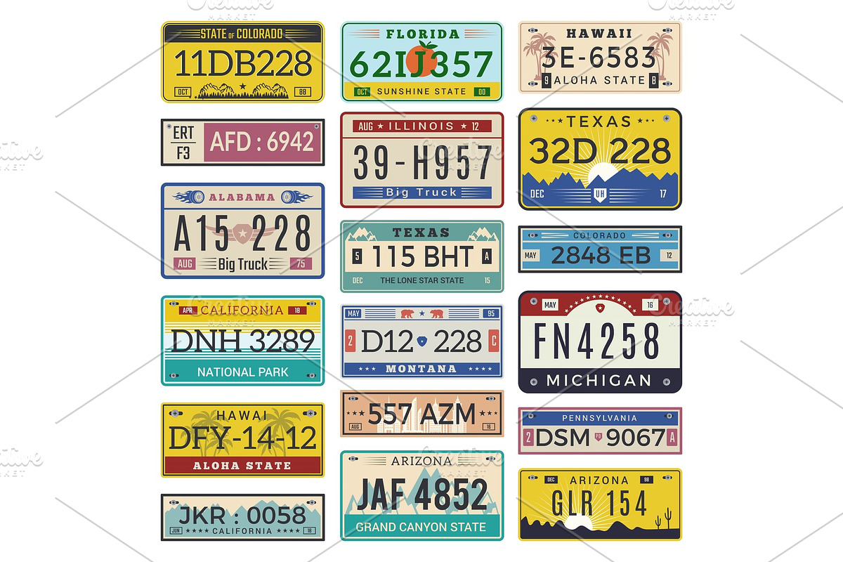 Car license plates. Automobile in Graphics - product preview 8