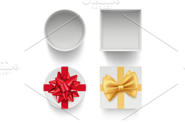 Present boxes with bows. Gifts
