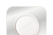 White round pill in blister