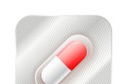 Medicine capsule, pill in blister