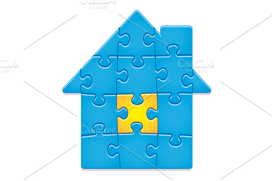 Jigsaw Puzzle House. 14 pieces. in Illustrations - product preview 8