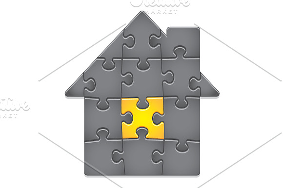 Jigsaw Puzzle House. 14 pieces. in Illustrations - product preview 1
