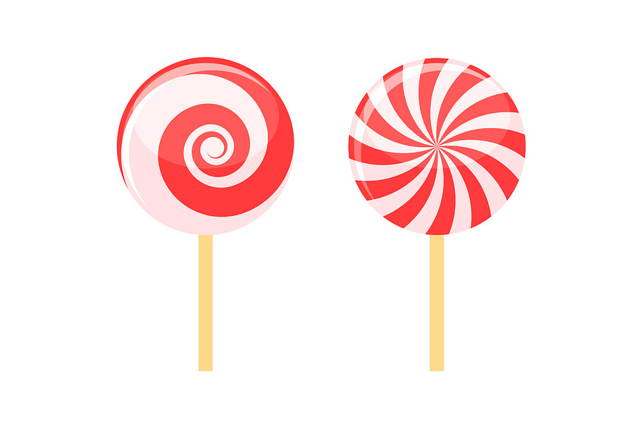 Red Lollipops Candy on Stick Set in Objects - product preview 8