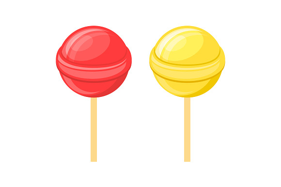 Red Lollipops Candy on Stick Set in Objects - product preview 1