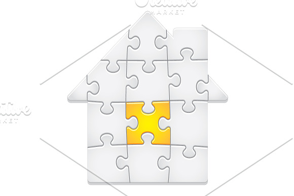 Jigsaw Puzzle House. 14 pieces. in Illustrations - product preview 2