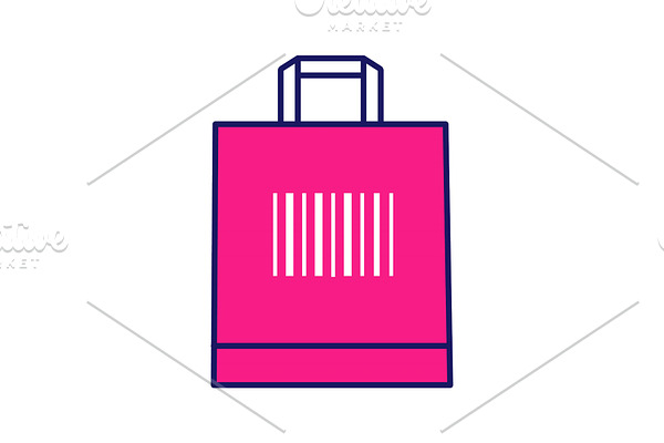 Shopping bag with barcode color icon