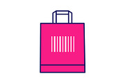Shopping bag with barcode color icon