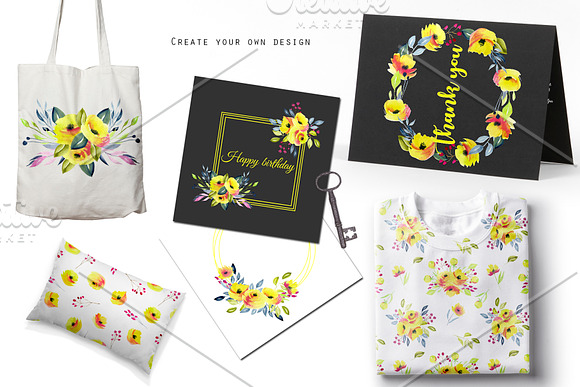 Texas. Yellow roses clip art. in Illustrations - product preview 6