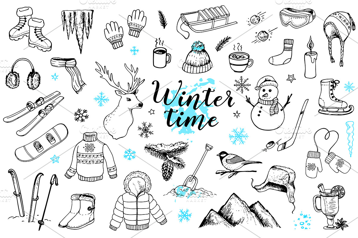 Winter Time Doodles in Illustrations - product preview 8