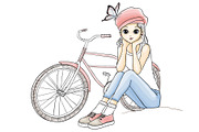 Cute Young Girl with a bicycle