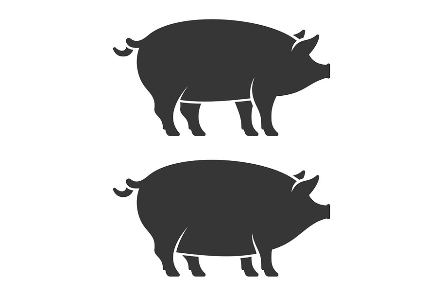 Pig Icon Set. Two Fat Pork in Objects - product preview 8