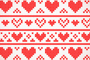 Red cross stitch hearts and stripes