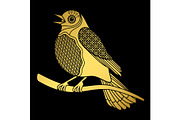 Singing doodle gold bird