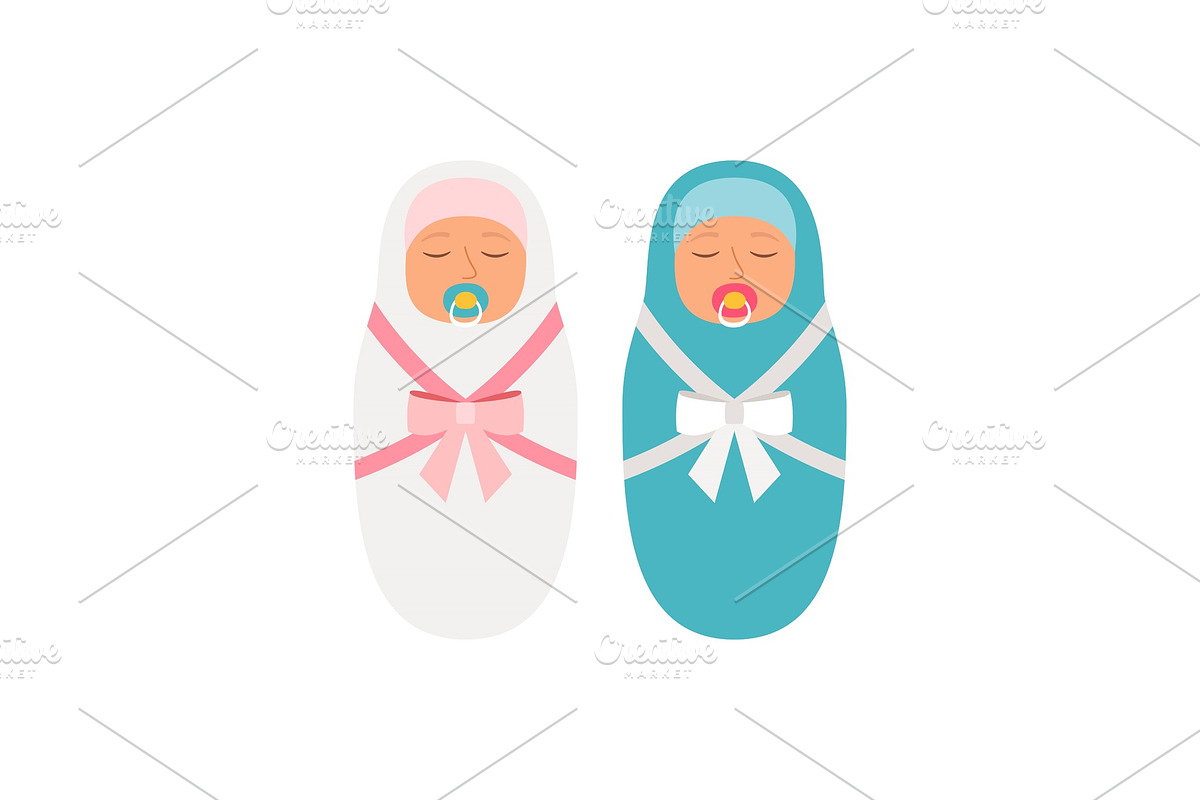 Girl and boy babies in Illustrations - product preview 8