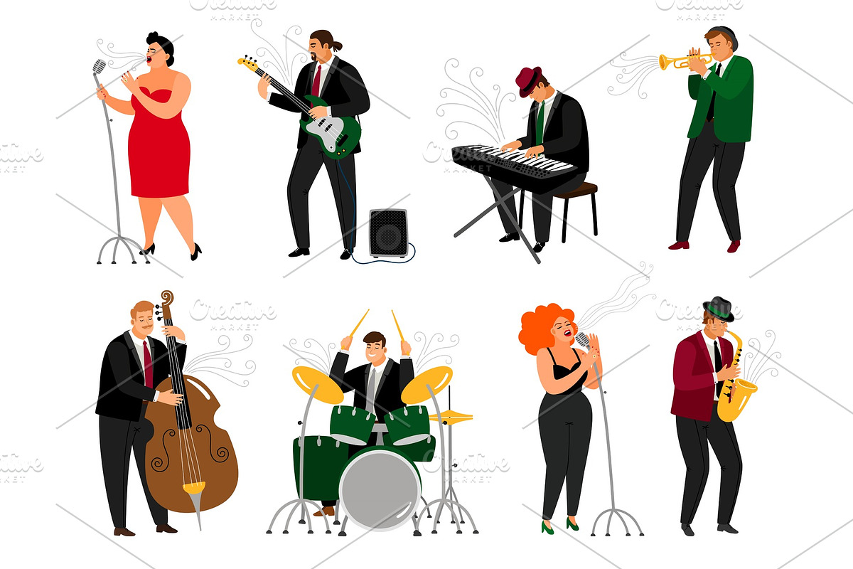 Jazz people set in Illustrations - product preview 8
