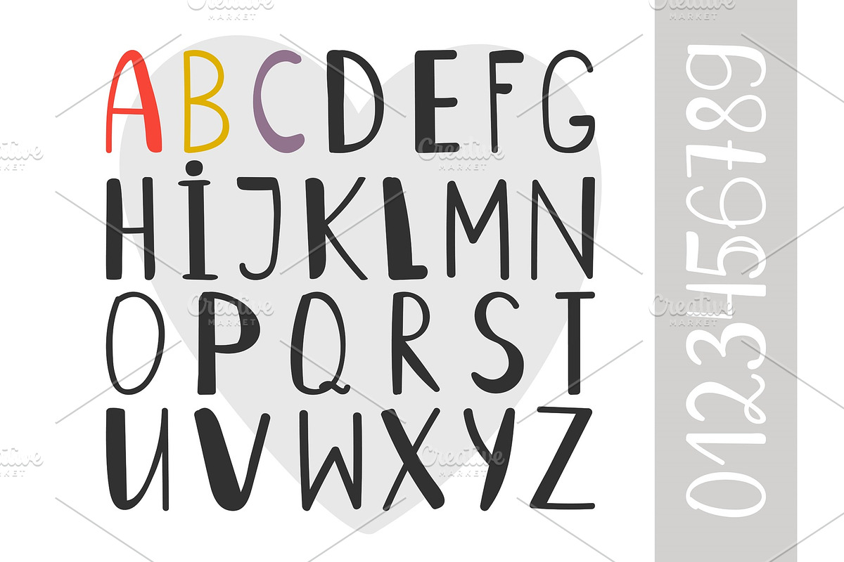 Handdrawn alphabet font in Illustrations - product preview 8